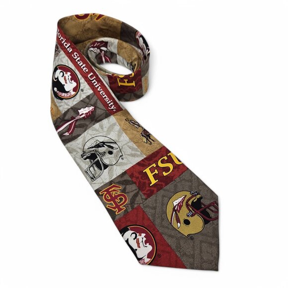 Eagles Wings Florida State University Seminoles Neck Tie 100% Silk Football Fan - Picture 2 of 5